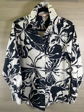 Victoria's Secret Hibiscus Oversized Cotton Black and White Long Sleeve Top XS